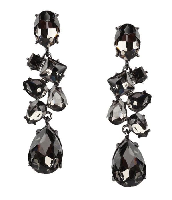 MULTI FACET GLASS MIX CHUNKY CHANDELIER EARRING