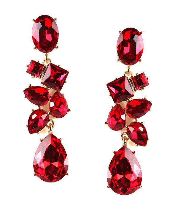 Multi facet glass mix chunky chandelier earring