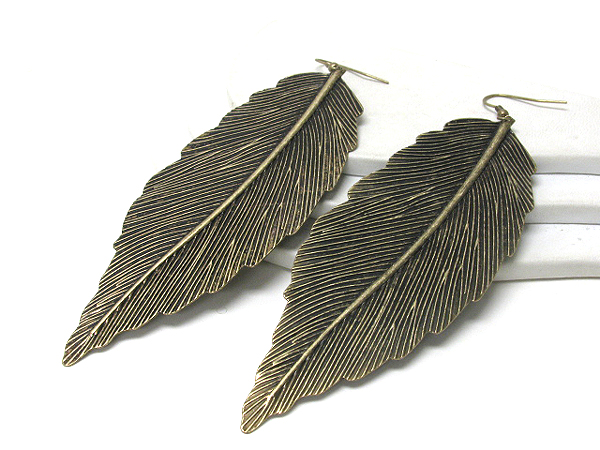 Large metal leaf earring