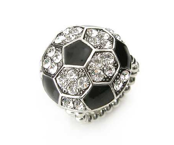 Crystal stud soccer ball stretch ring