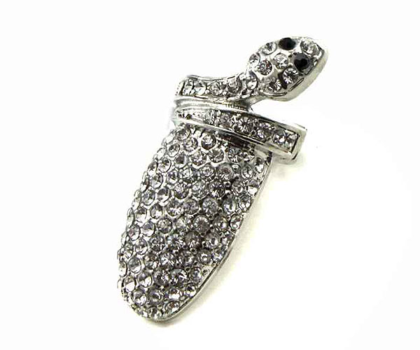 CRYSTAL STUD SNAKE NAIL RING - STRETCHABLE