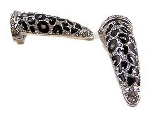 Animal pattern crystal and enamel metal nail ring - stretchable