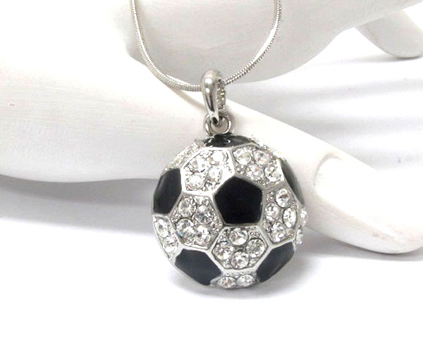 Crystal stud soccer ball pendant necklace