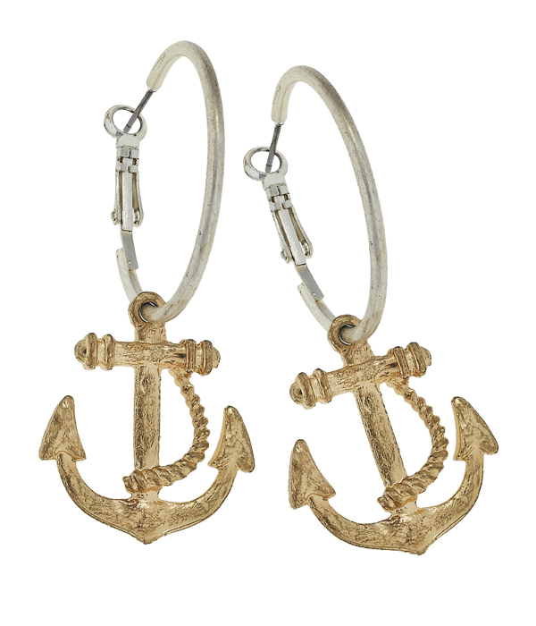 Anchor hoop earring