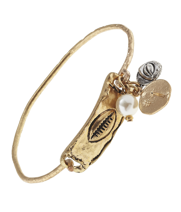 Handmade football metal wire bangle bracelet