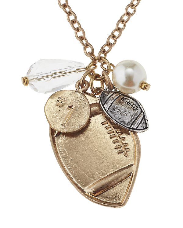 Football cluster pendant necklace