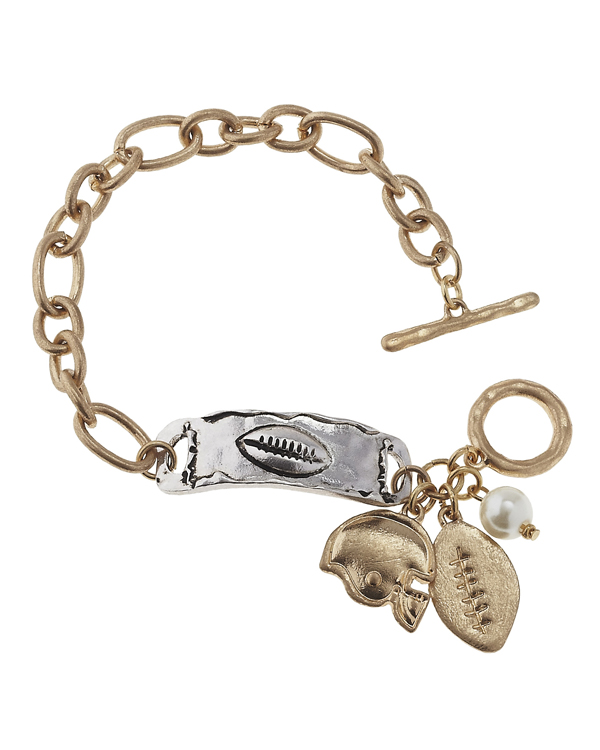 Football charm toggle bracelet