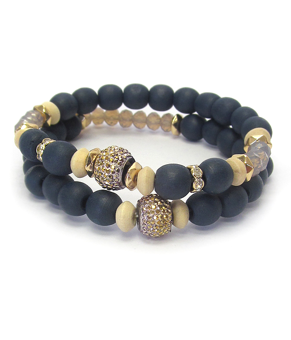 Wood chip double stretch bracelet