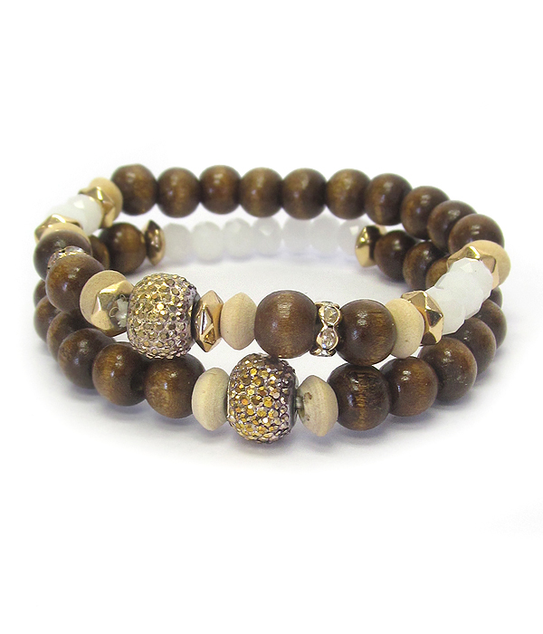 Wood chip double stretch bracelet