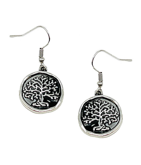 Tree of life disc earring