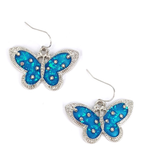 GARDEN THEME OPAL ACCENT EARRING - BUTTERFLY