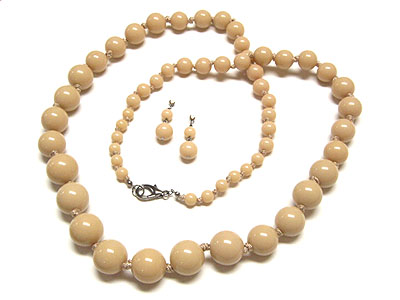 36 inch acryl ball beads long necklace and earring set