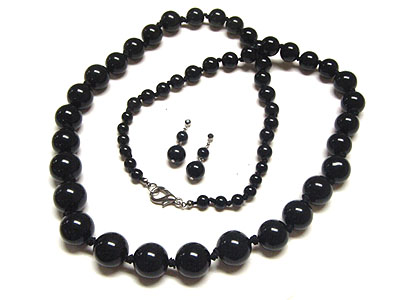 36 inch acryl ball beads long necklace and earring set
