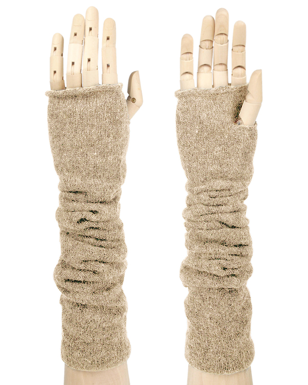 10% angola 40% wool 50% acrylic open finger knit glove or arm warmer