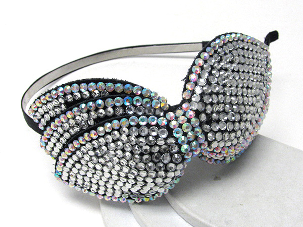 Multi crystal stud large ribbon headband