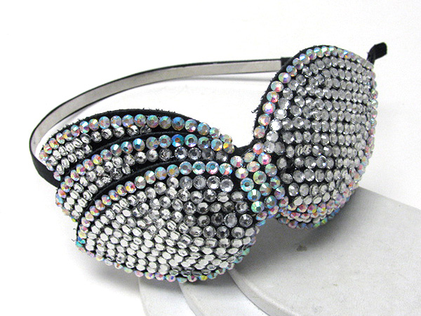 MULTI CRYSTAL STUD LARGE RIBBON HEADBAND