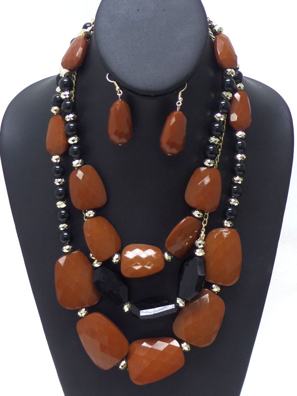Layer linked beads necklace set 
