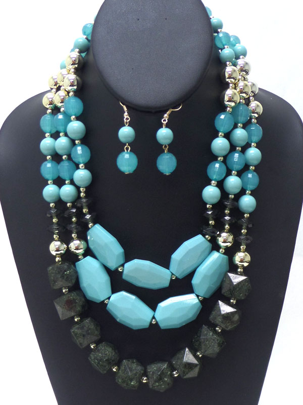 Layer linked beads necklace set