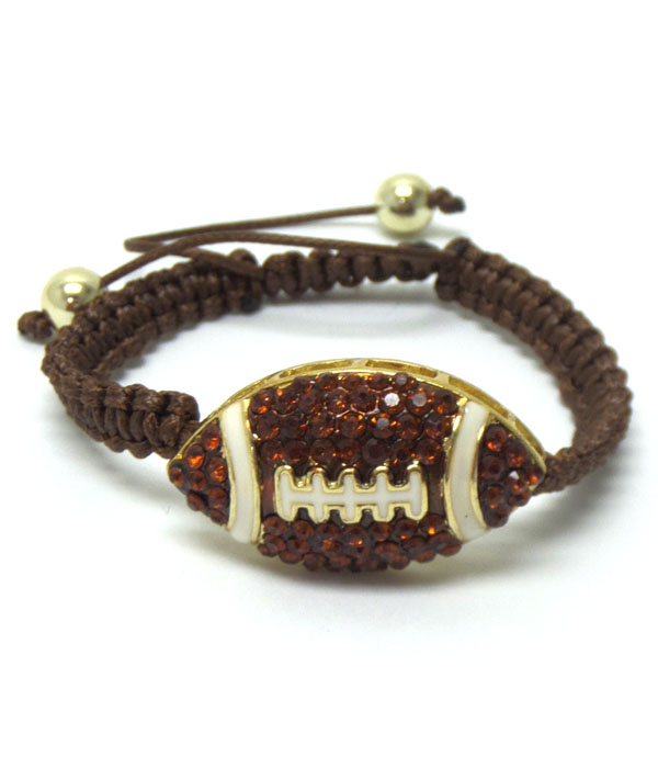 Football with stone pull tie bracelet