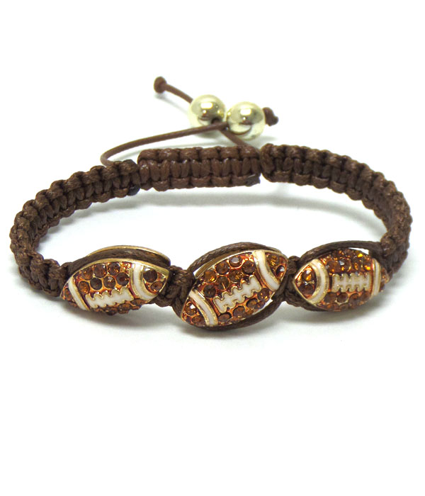 Football with stone pull tie bracelet 