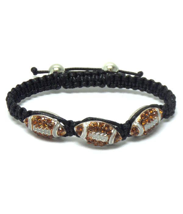 Football with stone pull tie bracelet 