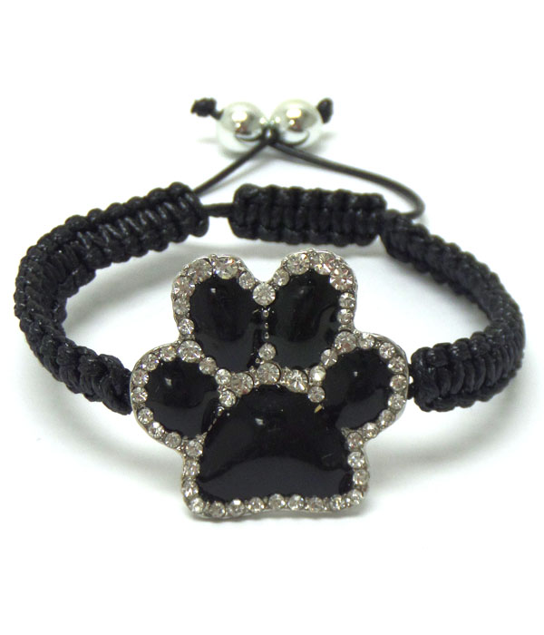 Paw with stone pull tie bracelet 