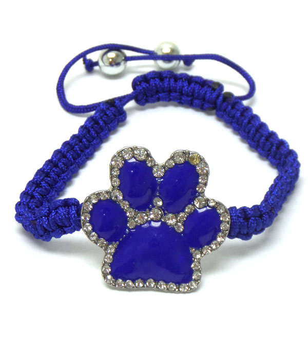 Paw with stone pull tie bracelet 