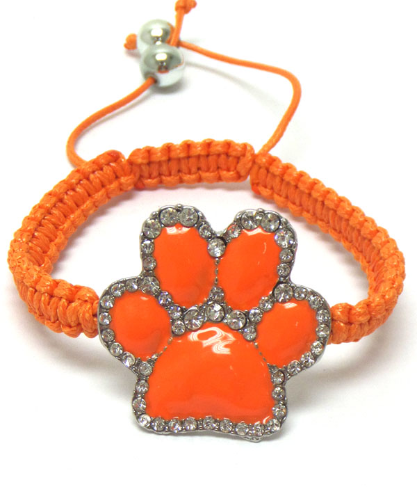 Paw with stone pull tie bracelet 