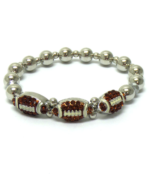 Three small footballs with linked beads bracelet