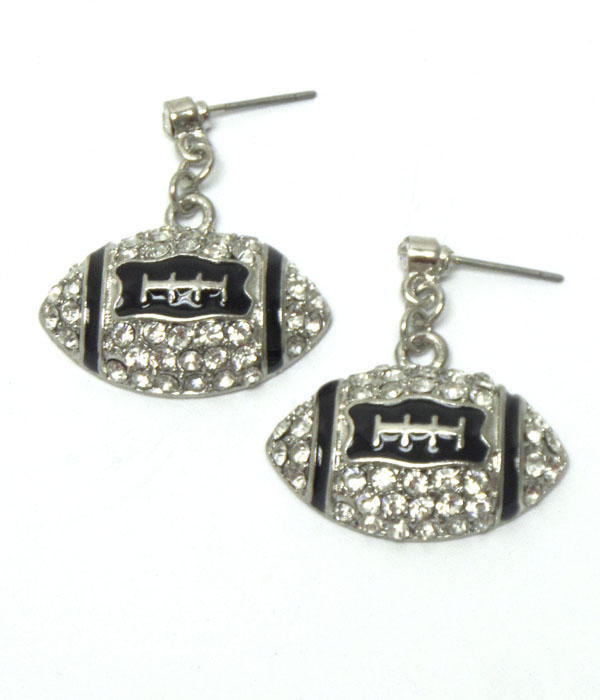 Football with stones fish hook earrings 