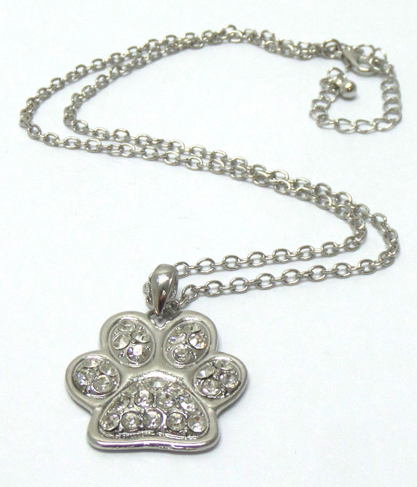 Paw print with rhinestones necklace 
