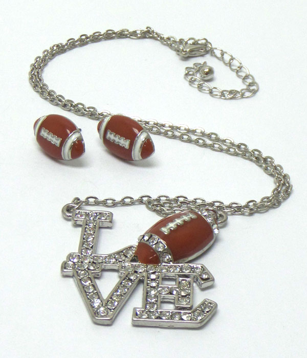 Football love pendant necklace set