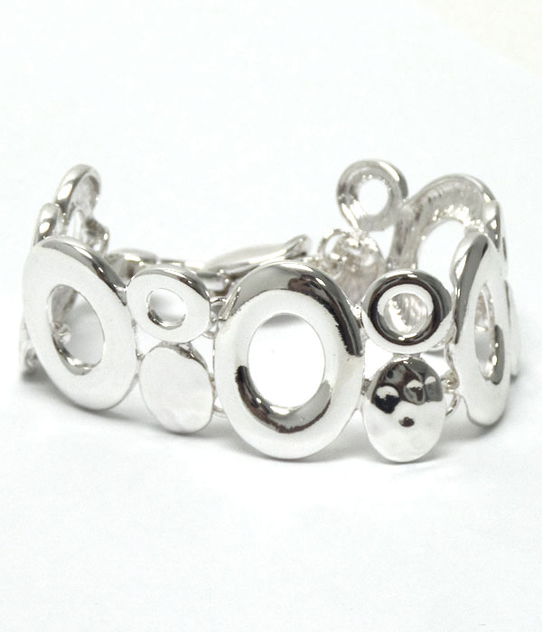 Bright silver linked disks magnetic bracelet 