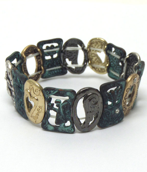 Metal print love theme bracelt 