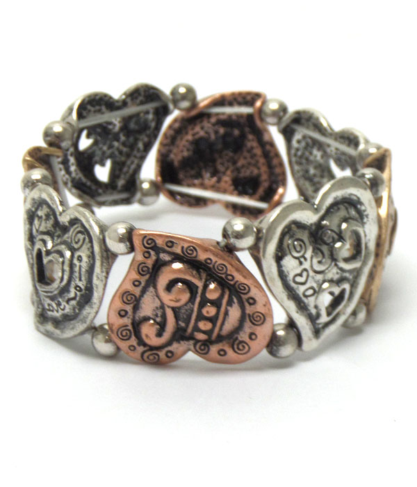 Textured metal heart bracelet
