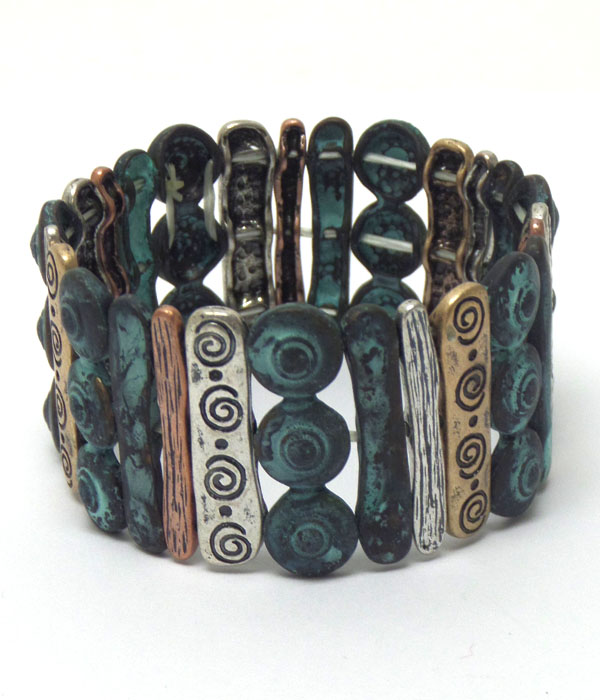Textured metal multi style links bracelet