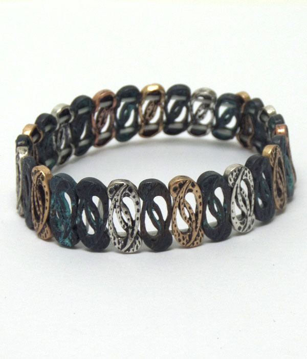 Multi style textured metal bracelet