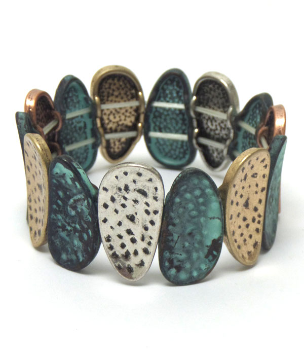 Multi styles textured metal bracelet