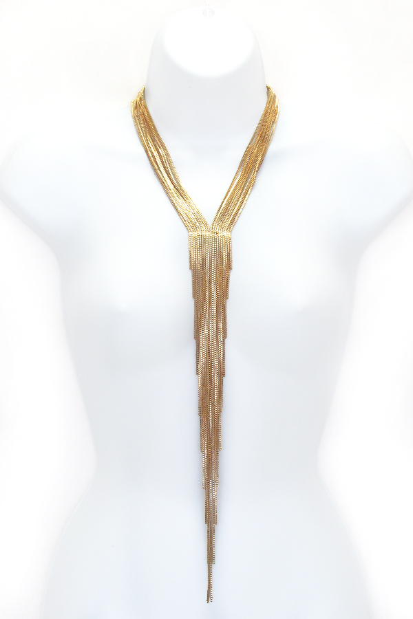 Multi layer chain drop y shape necklace