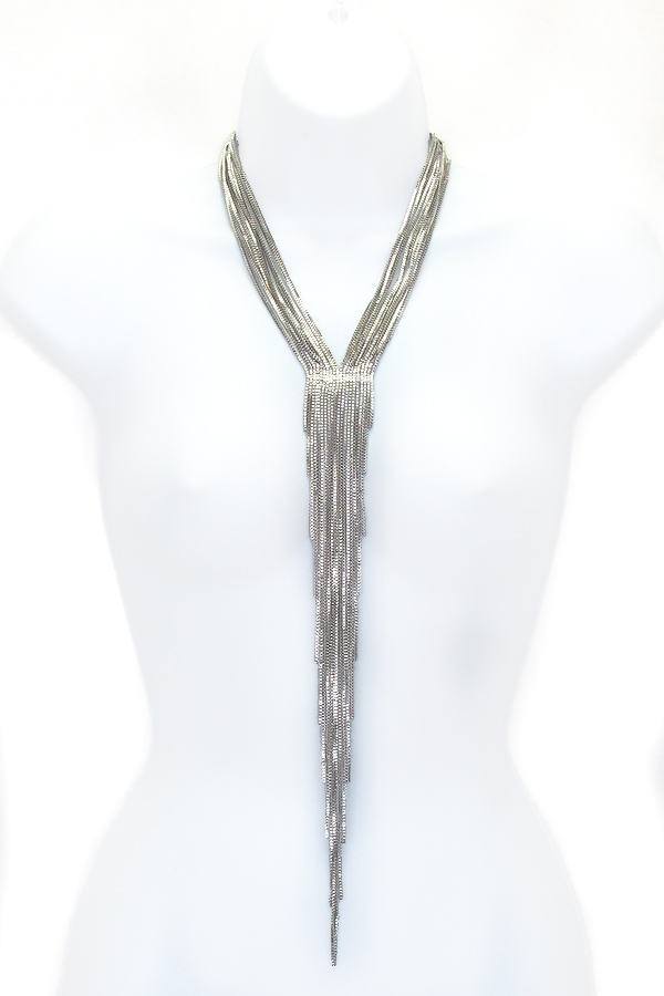 Multi layer chain drop y shape necklace