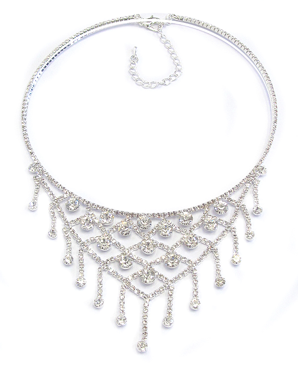 Rhinestone drop choker necklace