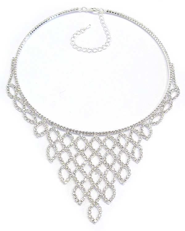 Rhinestone drop choker necklace