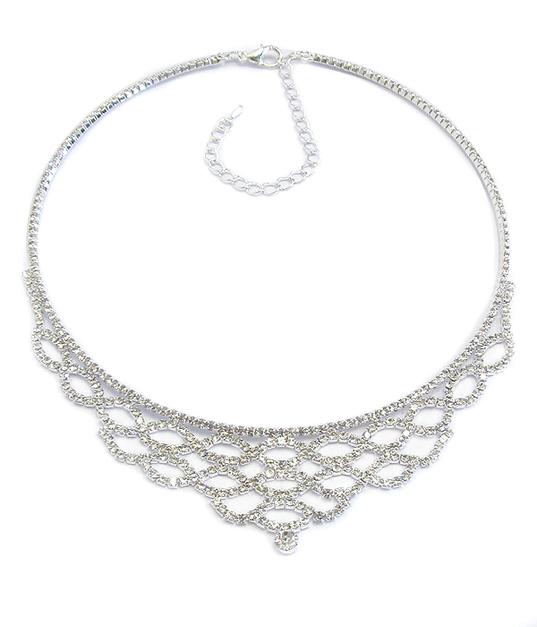 Rhinestone drop choker necklace