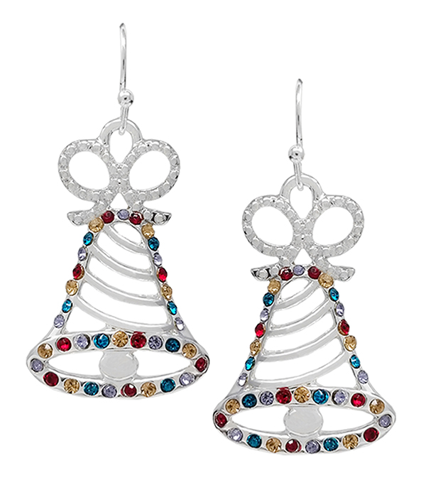 Christmas theme crystal bell earring