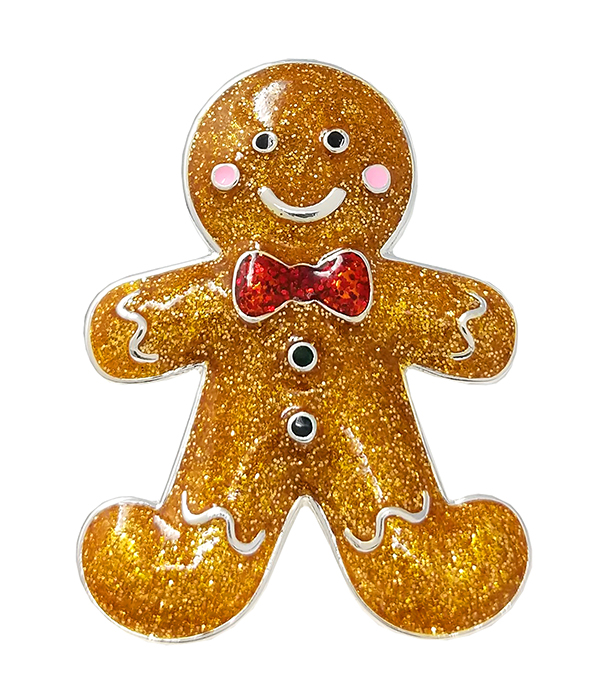 Christmas theme epoxy ginger bread brooch or pin