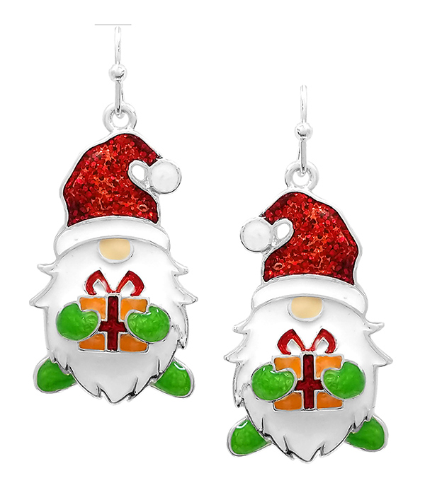 Christmas theme epoxy earring - gnome