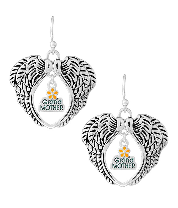 GRAND MOTHER THEME ANGEL WING EARRING