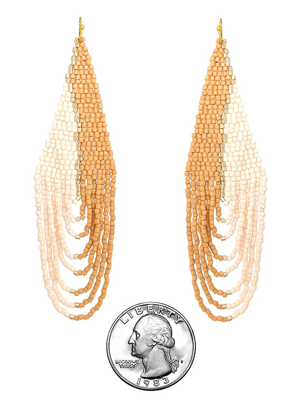 Handmade multi seedbead fringe earring