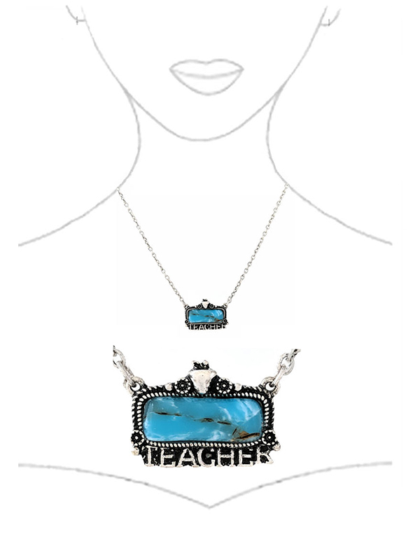 WESTERN THEME TURQUOISE PENDANT NECKLACE - TEACHER