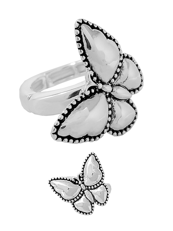 DESIGNER TEXTURED STRETCH RING - BUTTERFLY